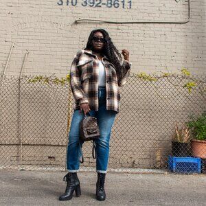 Plaid Winter Button Up Coat